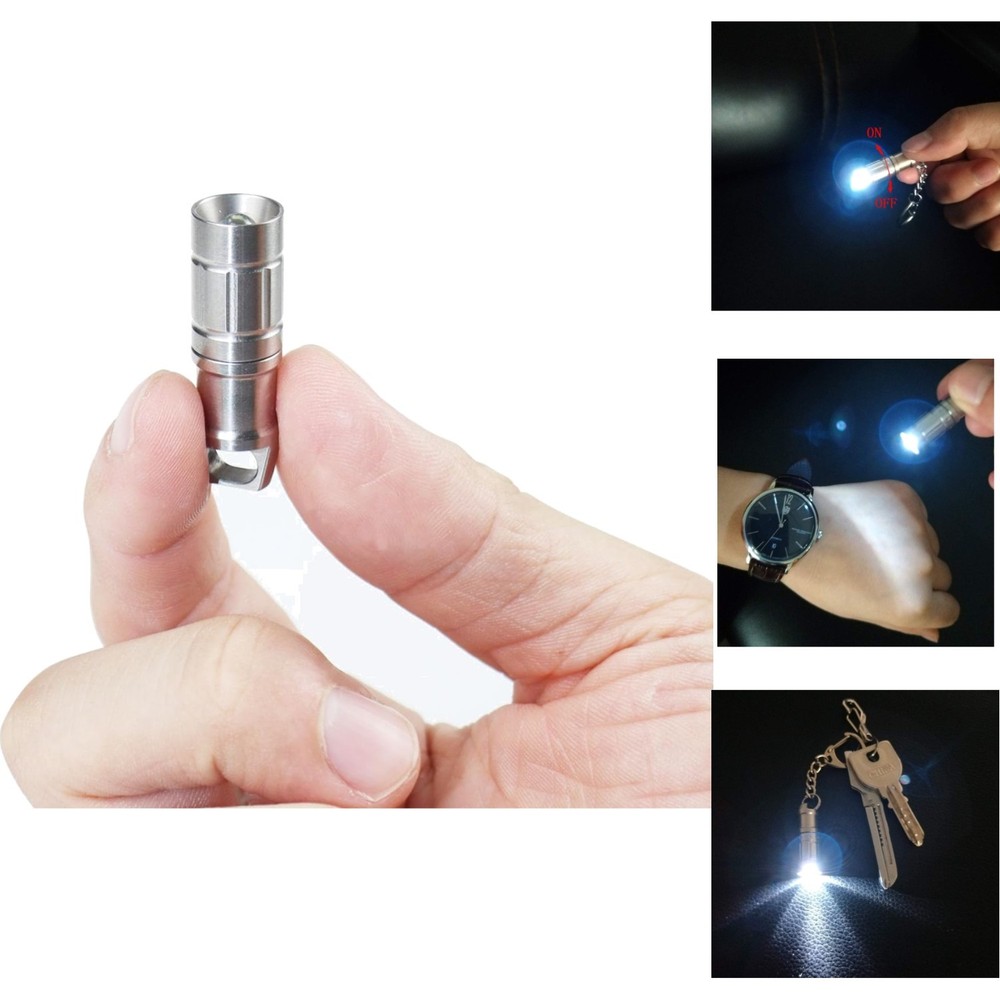 Tiny Keychain Light Micro LED Flashlight Small EDC Emergency Pocket Torch 15LM