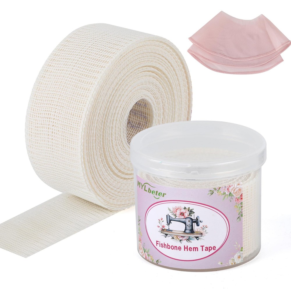 Fishbone Hem Tape for Sewing 2.5 Yards Edge Roller for Chiffon & Thin Fabrics