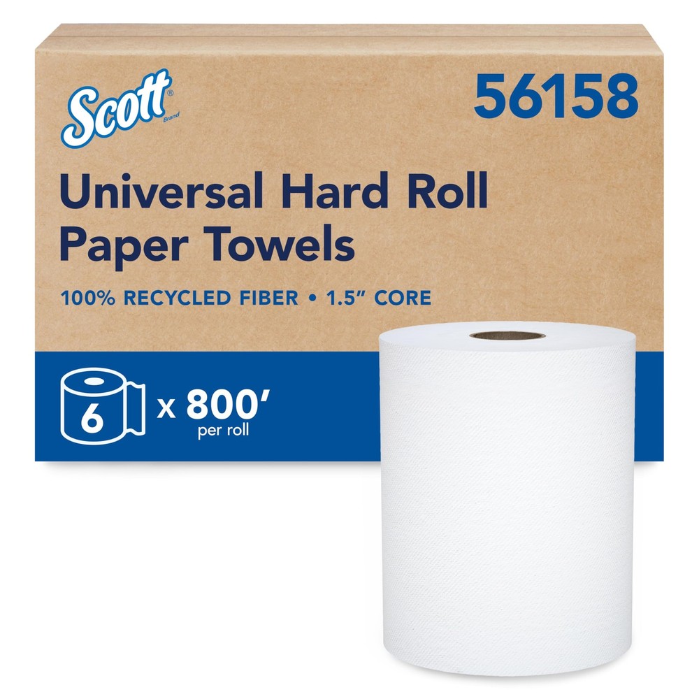Scott Professional Universal 100% Recycled 800 Feet per Roll (6 Rolls), White