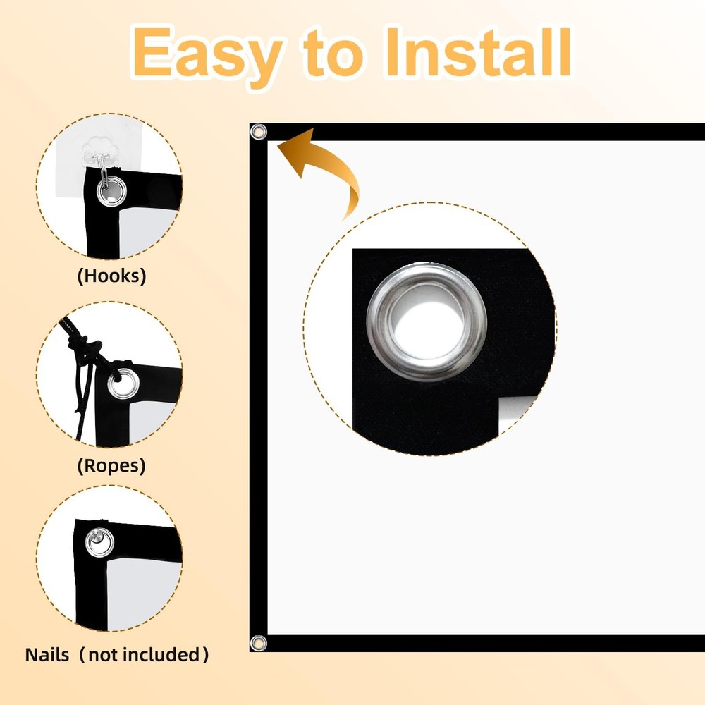 Projector Screen, 72Inch Outdoor Projector Screen, Washable & Foldable - Idea...