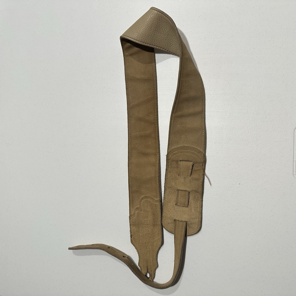 Franklin Light Brown Leather Guitar Strap 55" Padded Adjustable Suede Lined 2.5"
