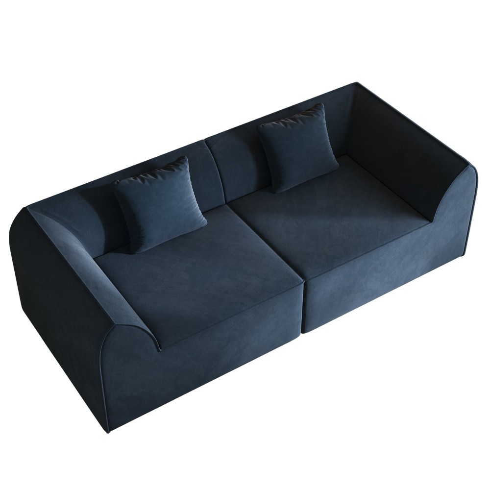 Compressed Memory Foam Sofa w/ Rectangular Pillow 2-Seater Daybed Blue