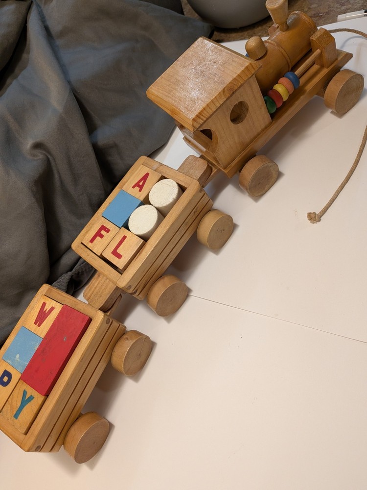 Vintage, Toy Wooden Pull Train Set