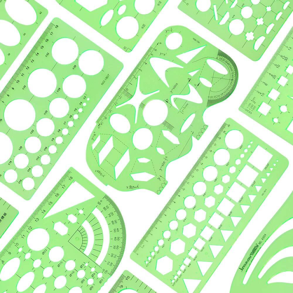 15 Pcs Geometric Stencils Drawing Templates Drafting Tools for Design Building
