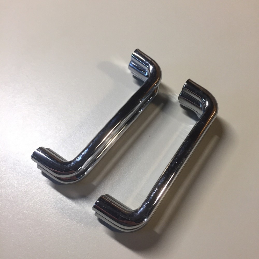 2 Vintage KBC Chrome Split Bar Drawer Pull Mid Century Style Lot M