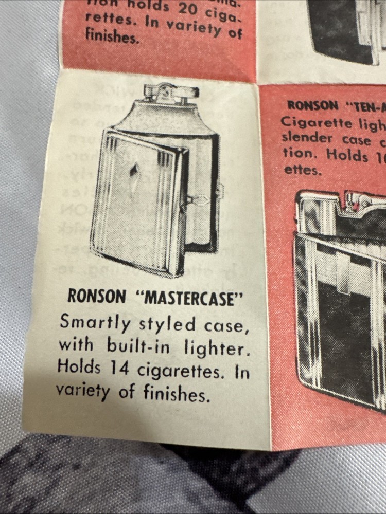 1950-Ronson Mastercase Cigarette Lighter With Built-In Cigarette Case-New, NOS