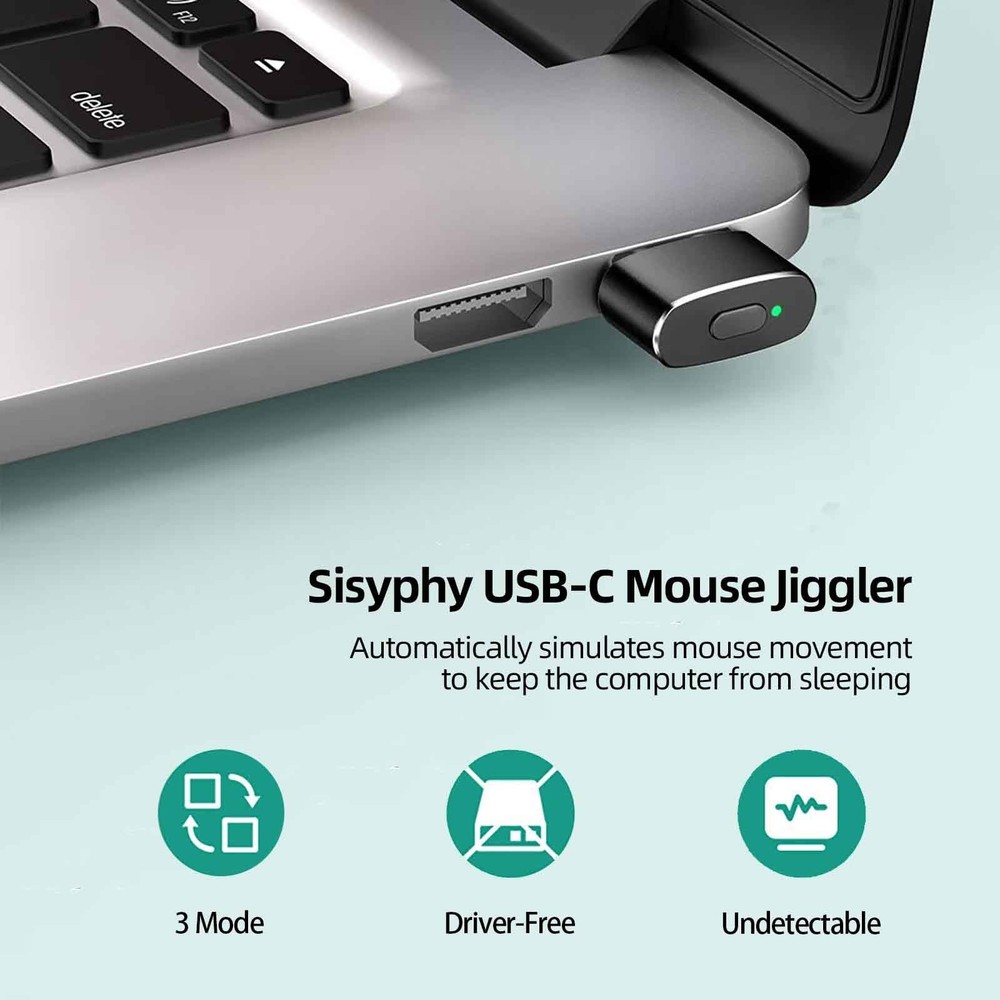 Mouse Jiggler USB C – Undetectable Mouse Mover with On/Off Switch, Multi-T