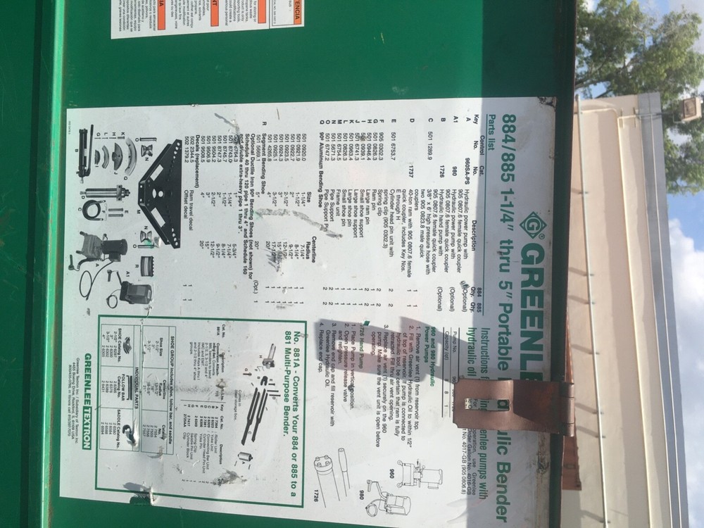 greenlee 885 rigid pipe bender