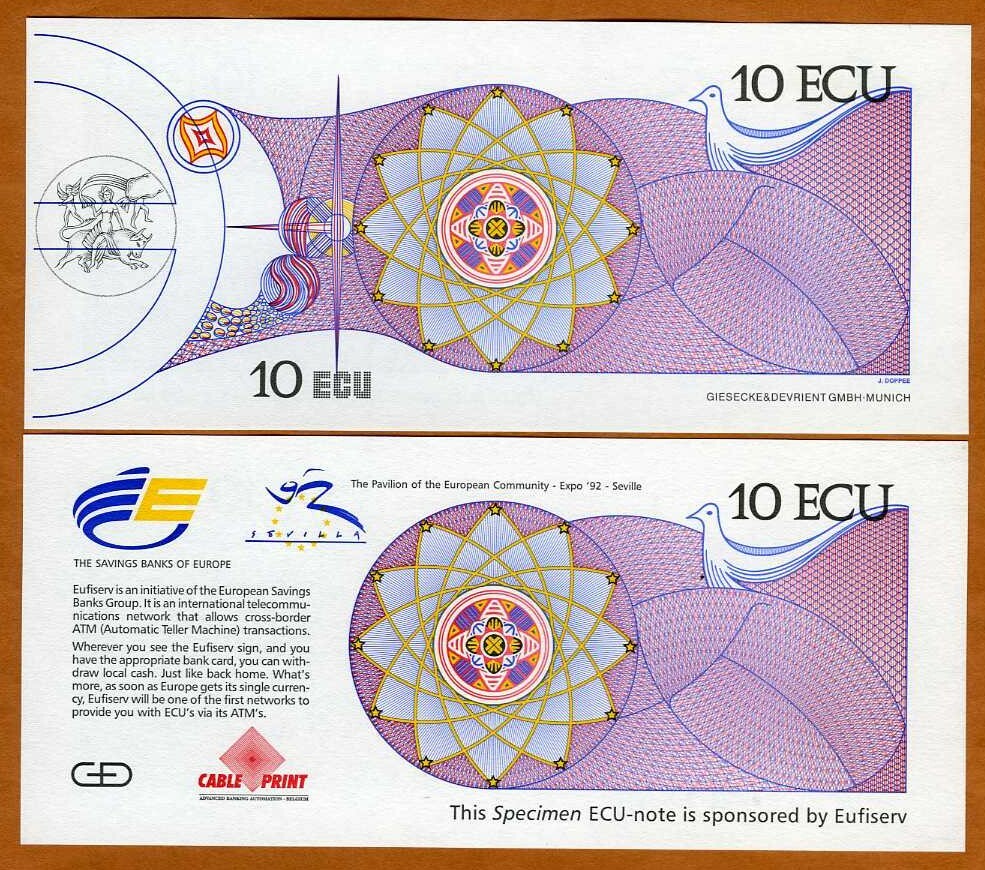 10 ECU, 1992 Test / Advertising note / Specimen Eufiserv