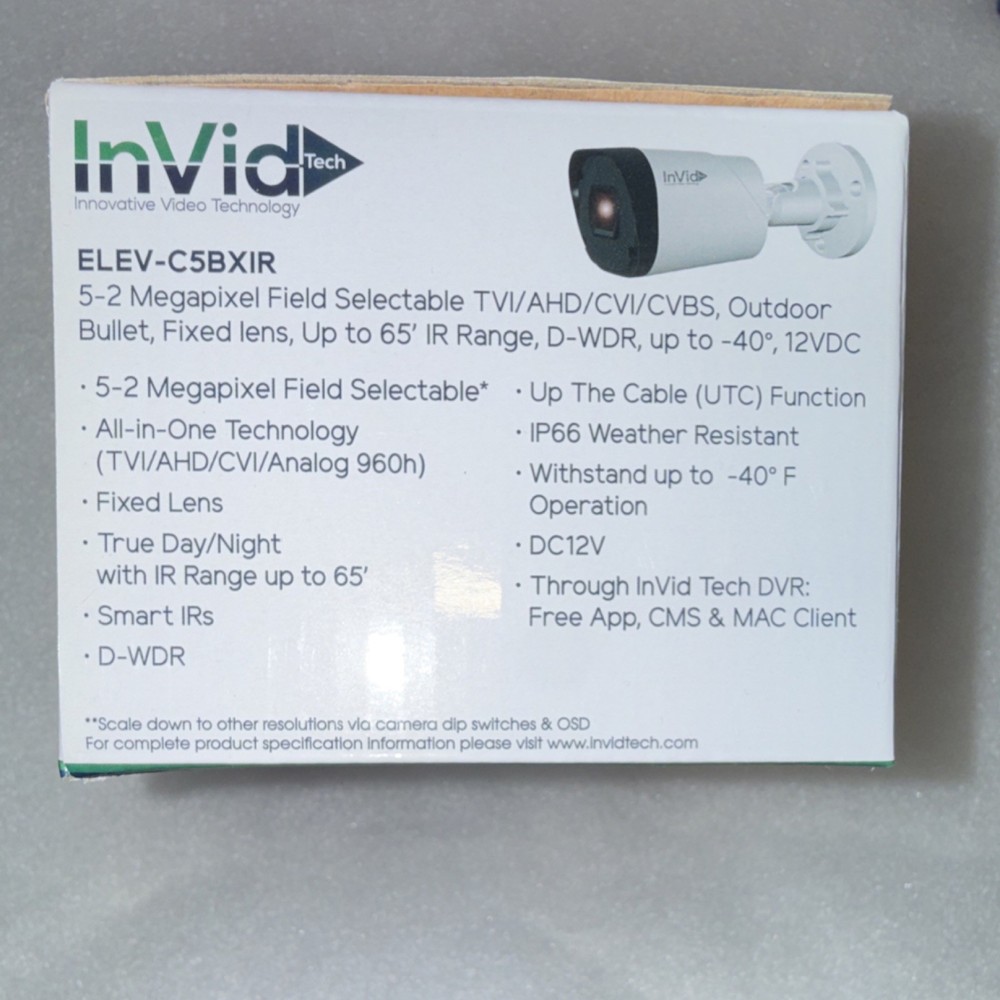 InVid Tech ELEV-C5BXIR28 5MP Outdoor Bullet Security Camera