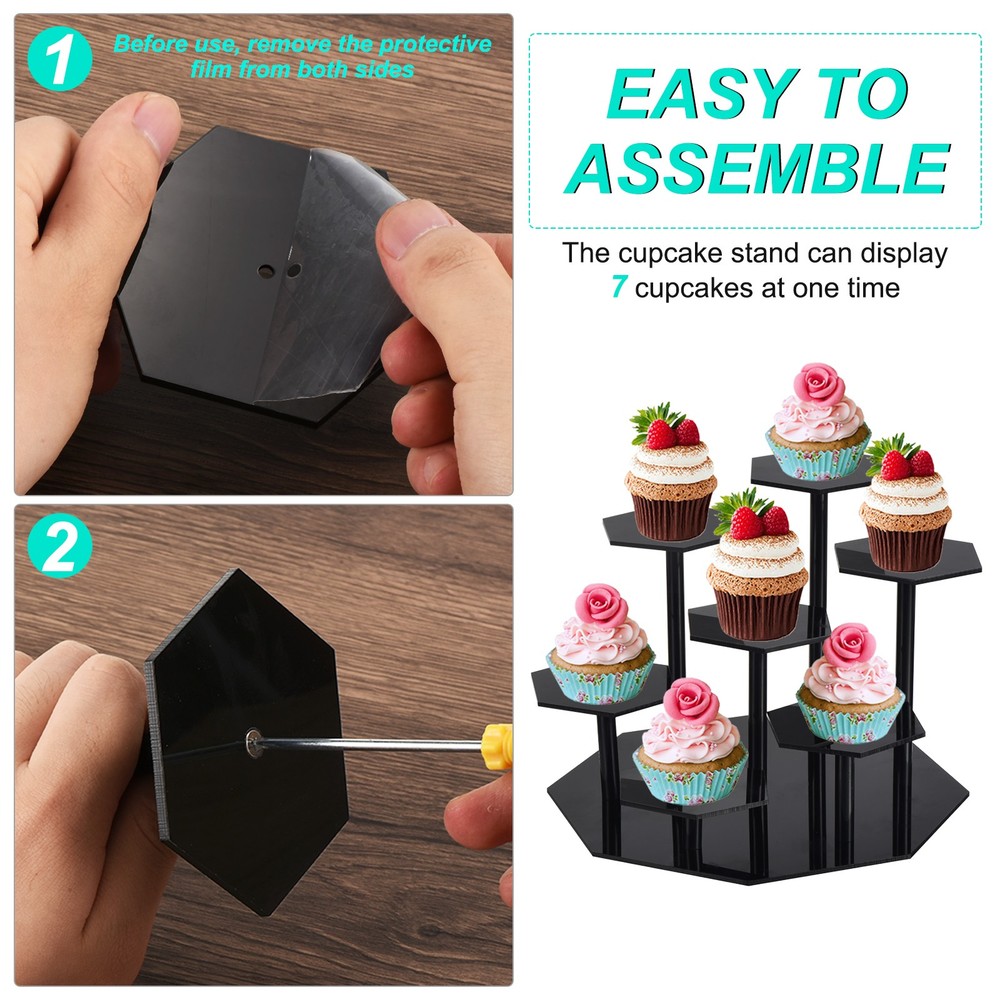 Acrylic Display Stand for Figures 7 Tier Acrylic Showcase Stand Black