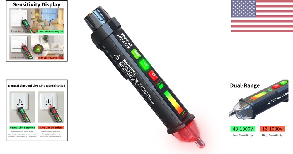 Non-Contact Voltage Tester - Dual Range AC Voltage Tester with Flashlight