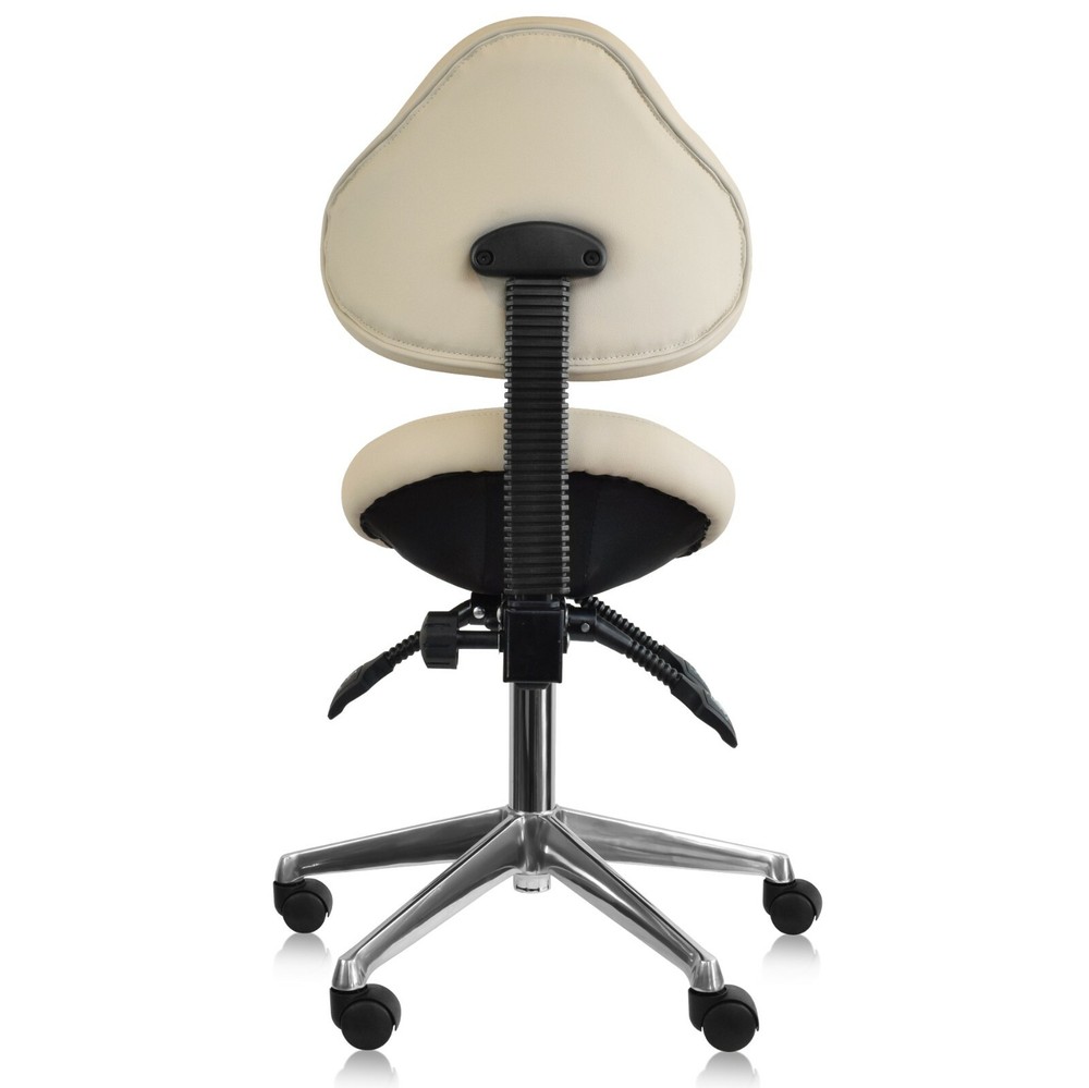 Adjustable Ergonomic Rolling Saddle Stool Chair with Back Support for Office
