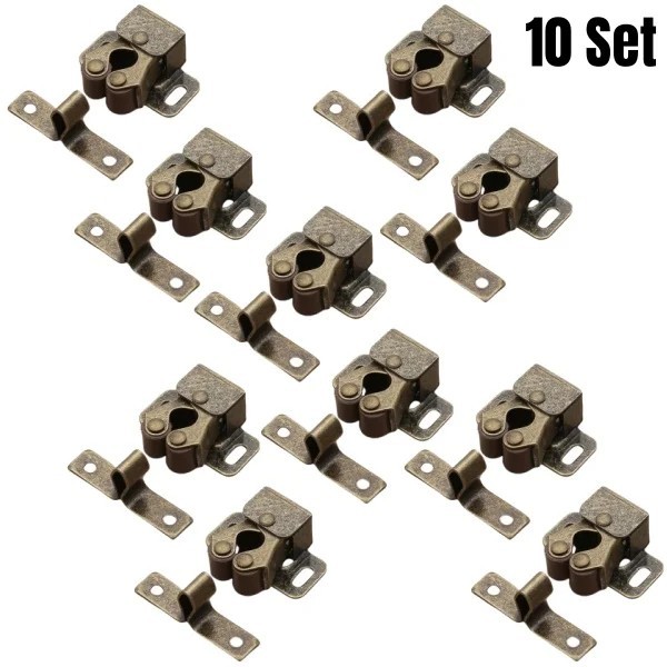 4/8/12pack Double Roller Catch Cupboard Cabinet Door Closet Latch Brown/Silver