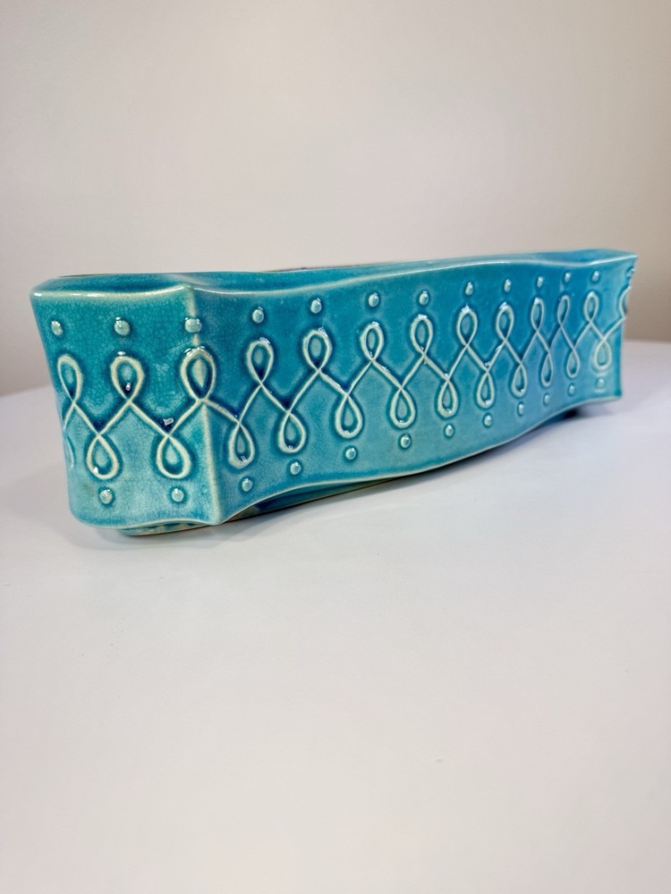 Red Wing USA Blue Ceramic Planter Mid Century
