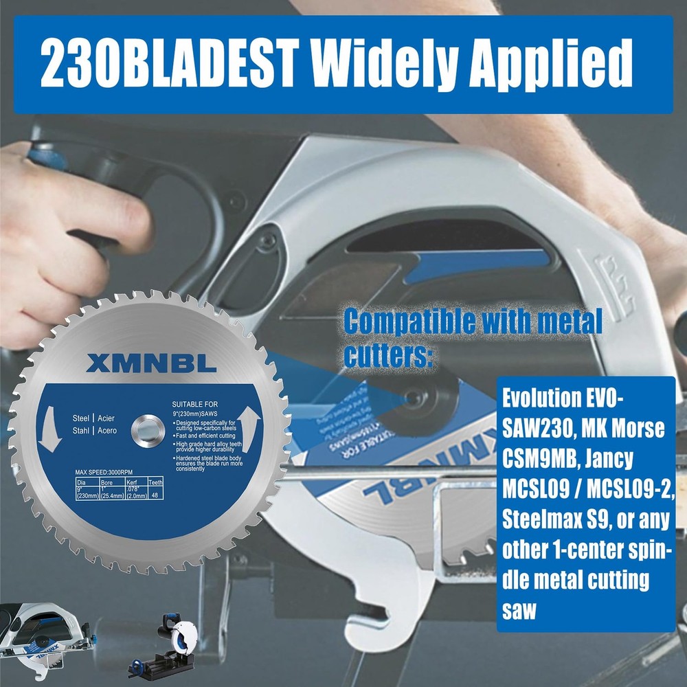 9 Inch Metal Cutting Saw Blade,Replacement for Evolution 9 12 Inch, Silver