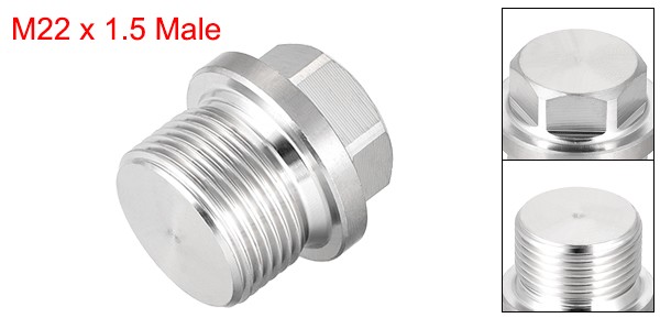 M22 x 1.5 Male Outer Hex Head Plug Stainless Steel Solid Thread Pipe Fitting