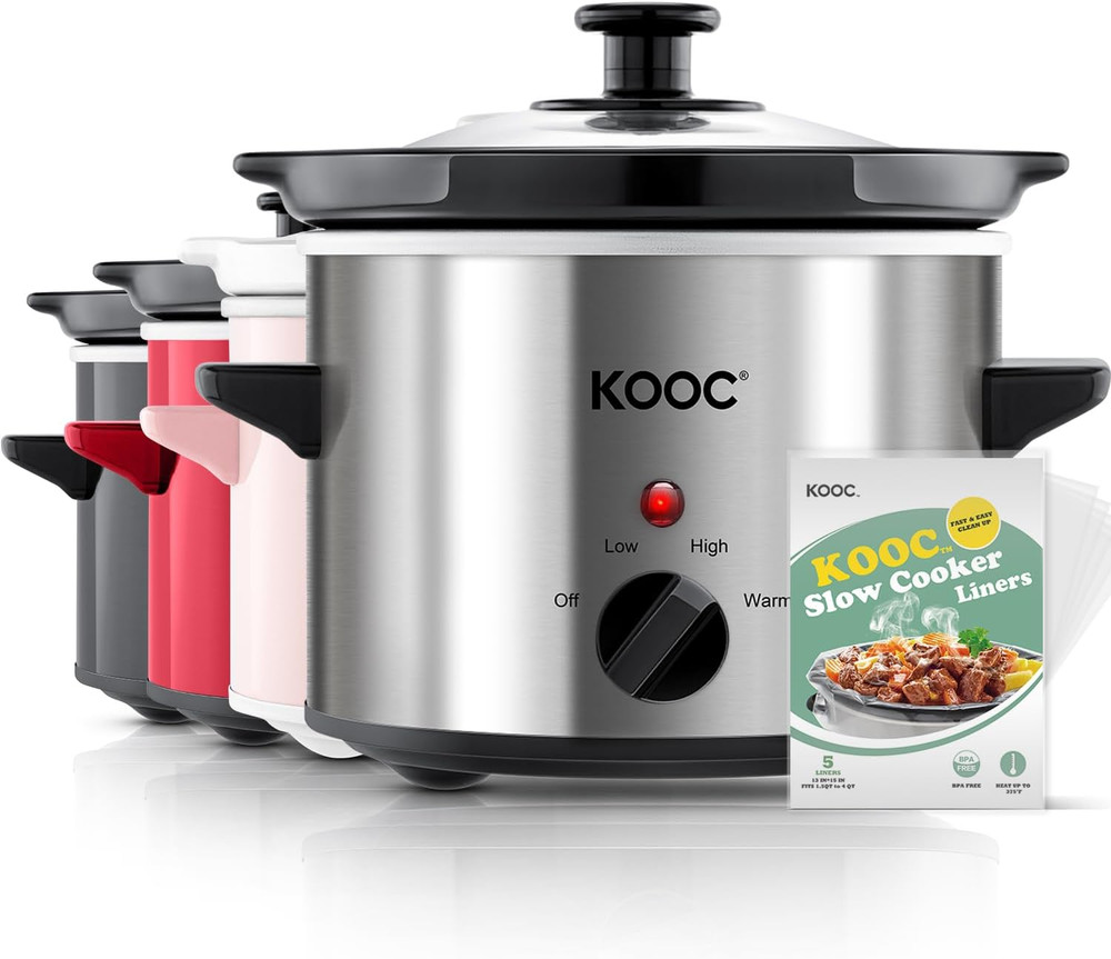 Olla Lenta Peque�A 2 Quart, Con Forros, Temp Ajustable, Acero Inoxidable Plata