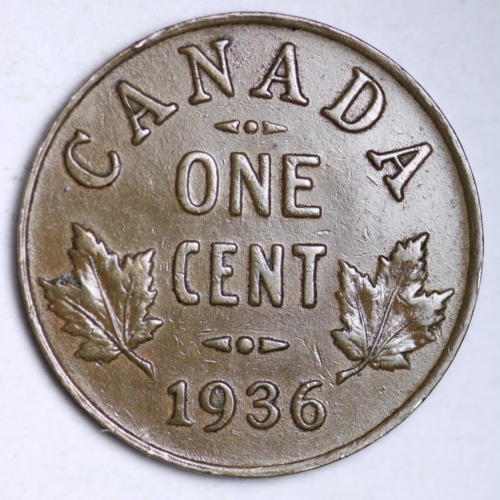 1936 CUD ERROR OBV Canada Small Cent FREE SHIPPING E145 T