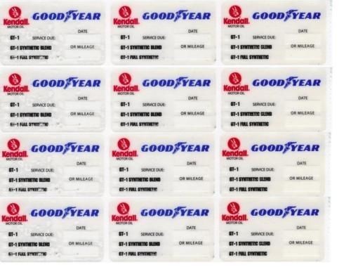 50 KENDALL GOODYEAR STATIC CLING OIL CHANGE STICKER