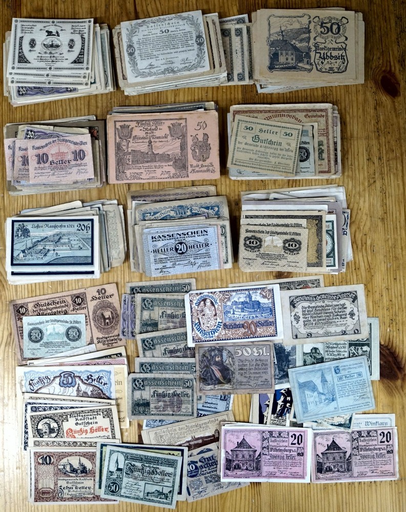 [#32059,a] - DUPLICATE LOT 1000 EMERGENCY NOTES AUSTRIA - All Used