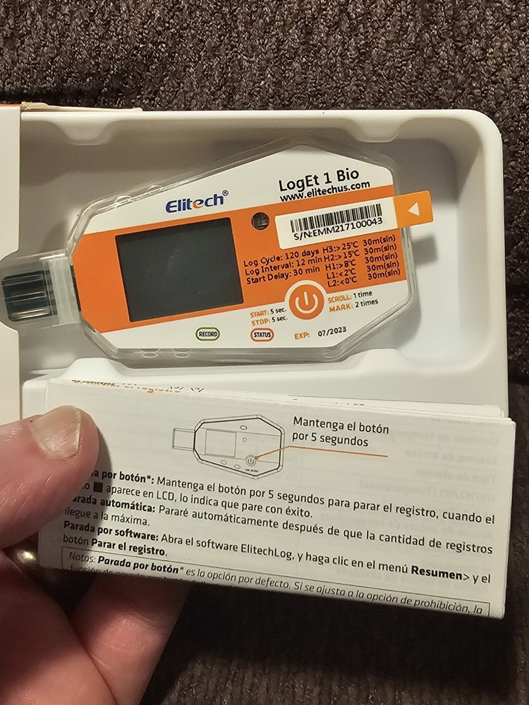 Elitech LogEt 1 Bio Temperature & Humidity Data Logger Single Use PDF Report USB