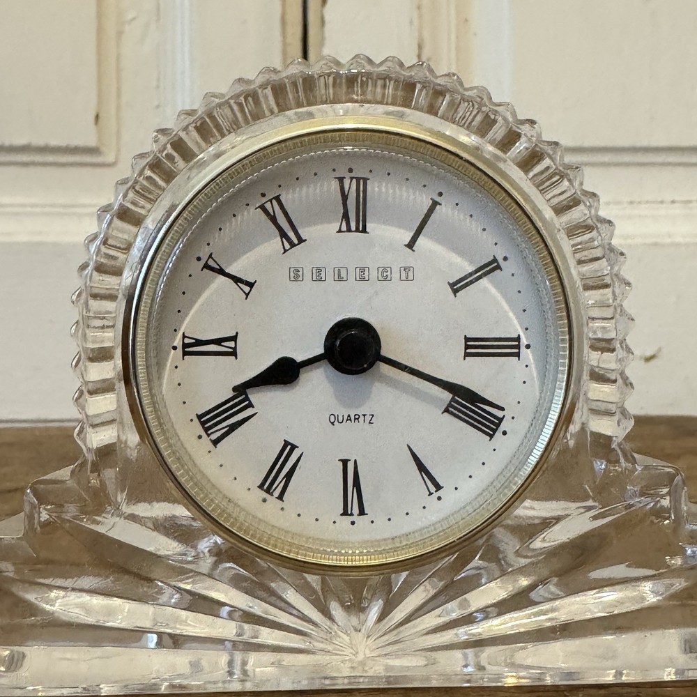 Vintage Cut Glass Mantel Clock Select Untested As Found