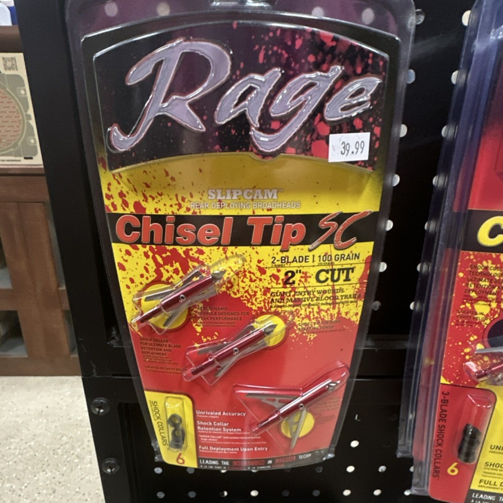Rage Chisel Tip SC 2-Blade 100 Grain Broadheads Stainless Steel