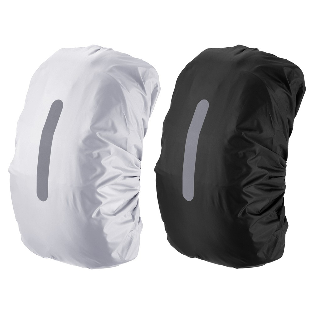 2Pcs 30-40L Waterproof Backpack Rain Cover with Vertical Strap S Black/Silver