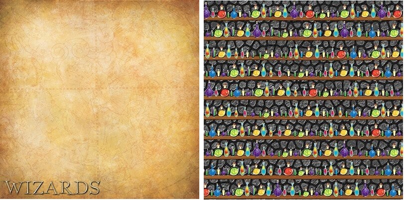 1 sheet Scrapbook Paper WIZARDS Reminisce RSS240 double sided