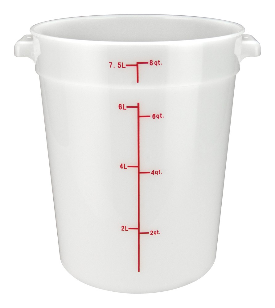 8qt Round Storage Container, White, PP (12 Each)
