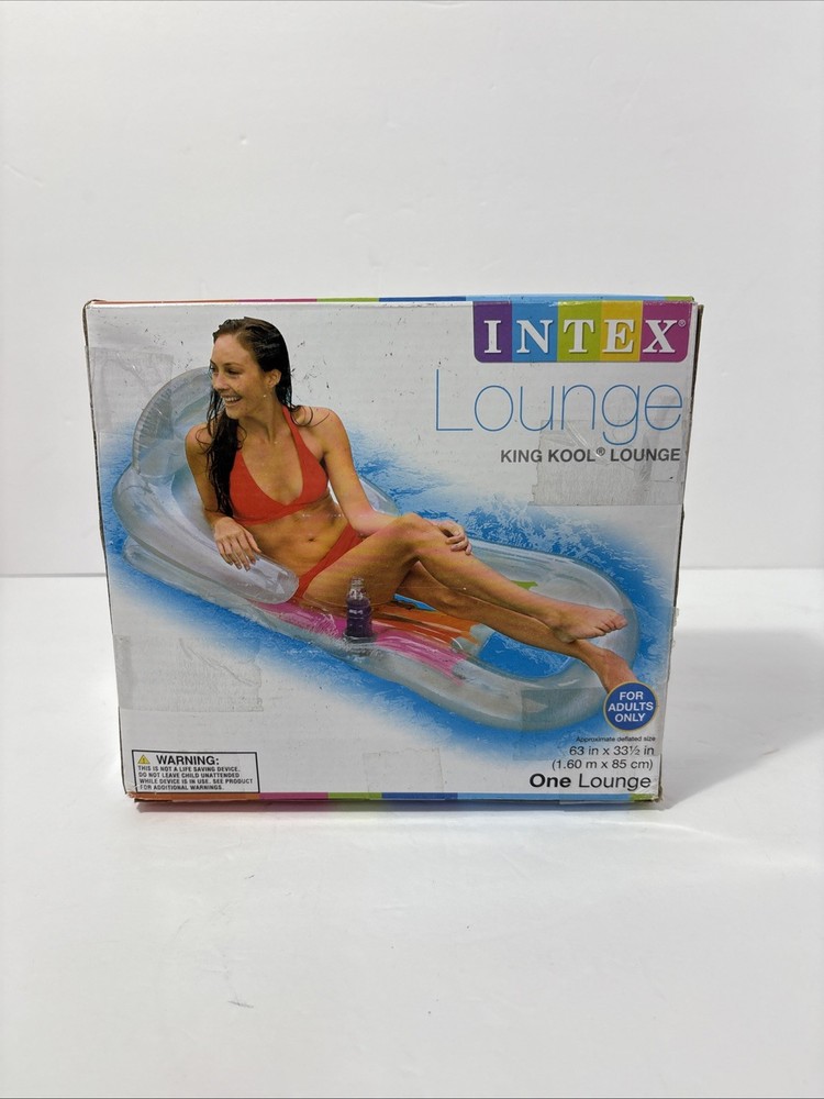 **NEW** INTEX KING KOOL INFLATABLE POOL LOUNGE FLOAT WITH HEADREST & CUP HOLDER