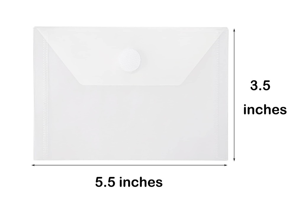 YESSART 40-Pack 3.5x5.5" Plastic Envelopes w/ Hook & Loop Closure, Clear