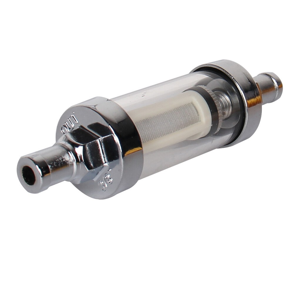 2PCS 9748 Universal Fuel Filter ​Clear View Inline 3/8" Chrome Hose Barb Petrol