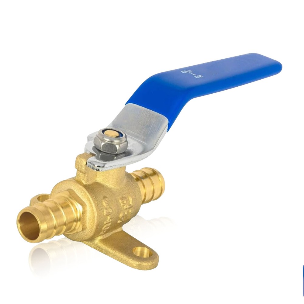 EFIELD PEX Ball Valve 1/2",3/4" Drop Ear Shut Off Valve,Blue Handle LF Brass