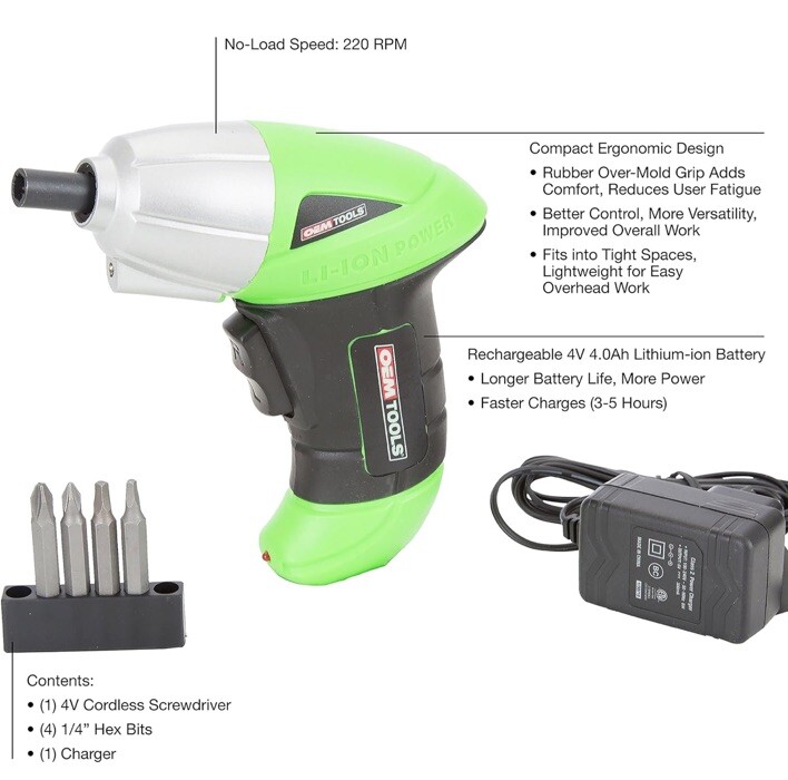 OEMTOOLS 24667 4V Max Lithium-Ion Cordless Screwdriver