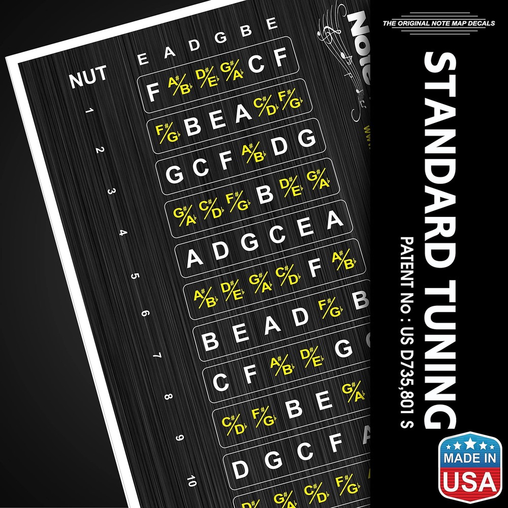 Guitar Fretboard Note Map Decals/Stickers 2-PACK for learning and Practicing ...