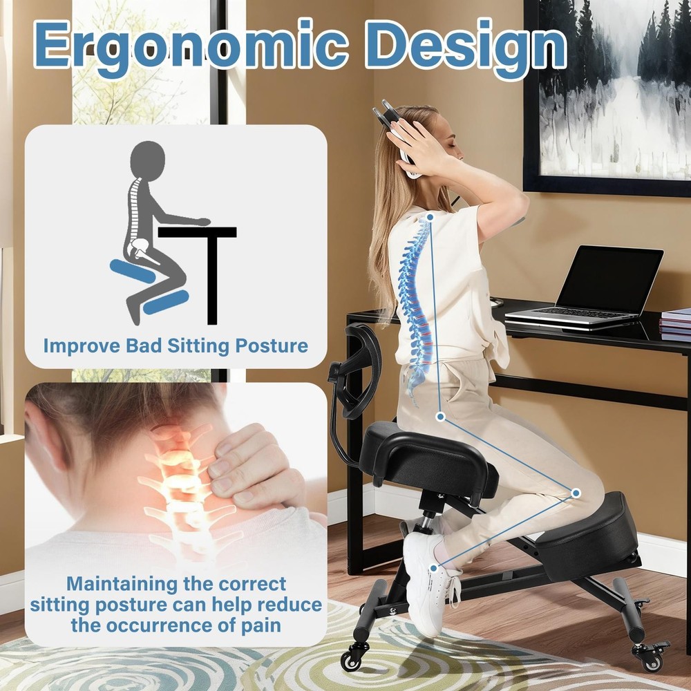 Ergonomic Kneeling Chair With Back Posture Support For Office