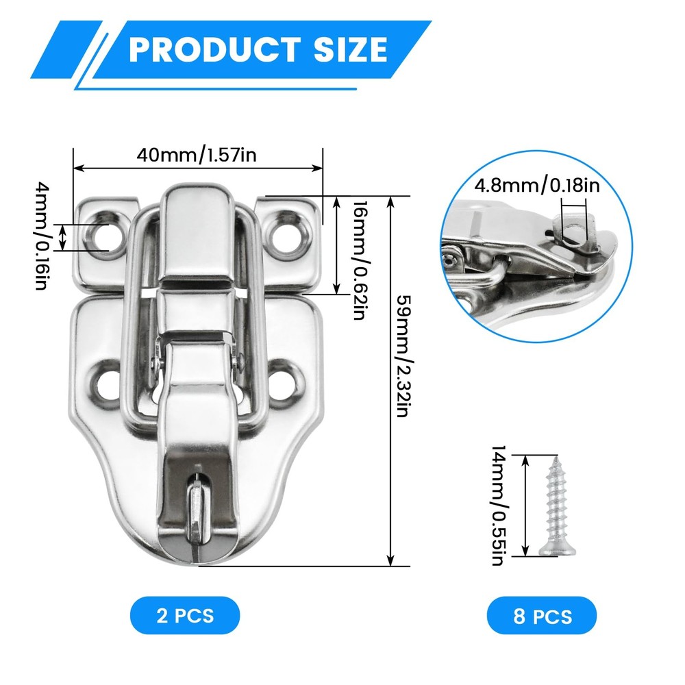 SDTC Tech 2-Pack Retro Silver Style Box Toggle Latch Antique Metal