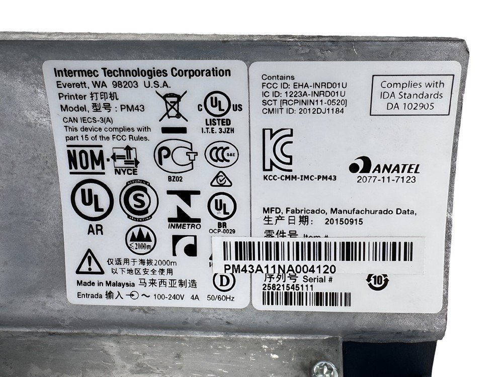 TESTED Intermec PM43 Industrial Thermal Transfer Barcode Printer USB Ethernet