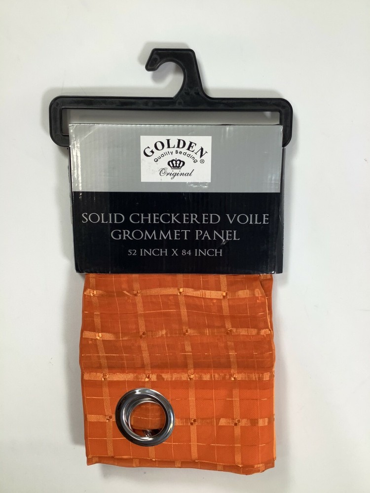 Golden Original Rust Solid Solid Checkered Grommet Window Panel 52x84 NEW!
