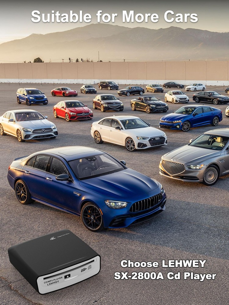 External Universal CD Player for Car CD Players W AUX Cable & Remote Control