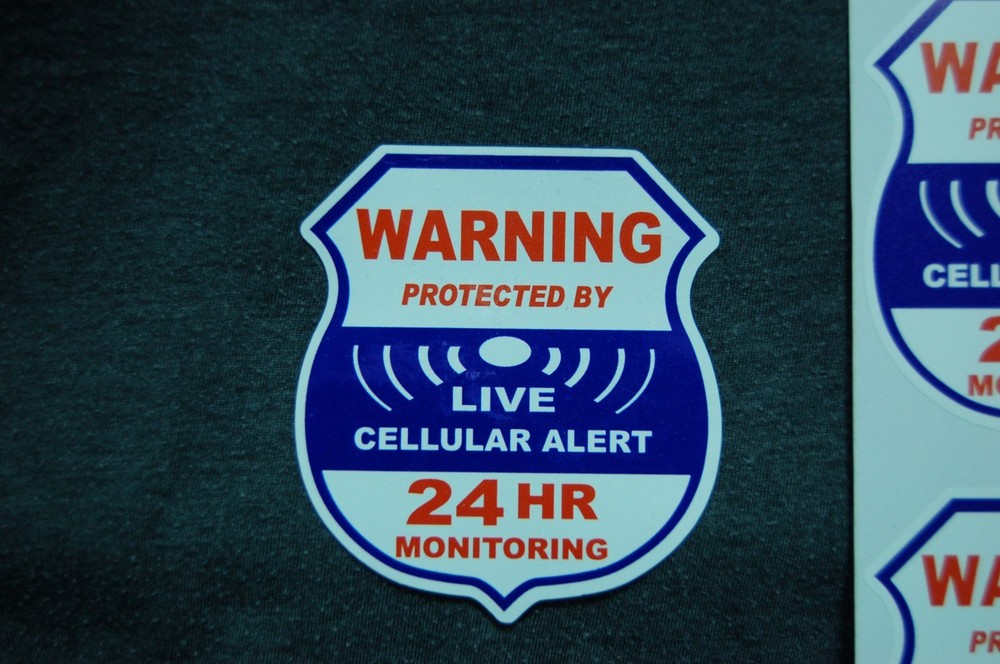 STATIC CLING WARNING, LIVE CELLULAR ALERT SECURITY SURVEILLANCE STICKER