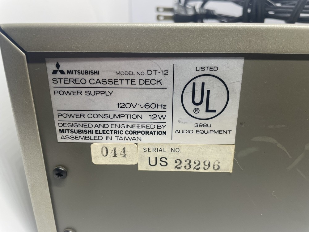Mitsubishi DT-12 Stereo Cassette Deck - Tested