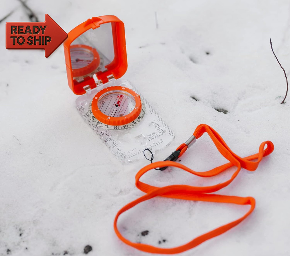 Boy Scout Sighting Compass - Adjustable Declination Mirror, Compass Base Plate,