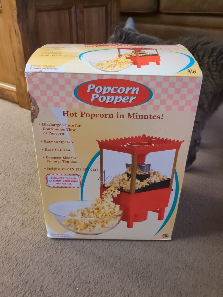 Intertek Electrics Old Fashioned Hot Air Popcorn Maker Cart New Open Box