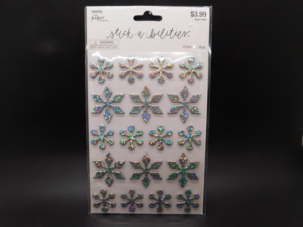 The paper studio stick a bilities chipboard snowflakes 18 pc