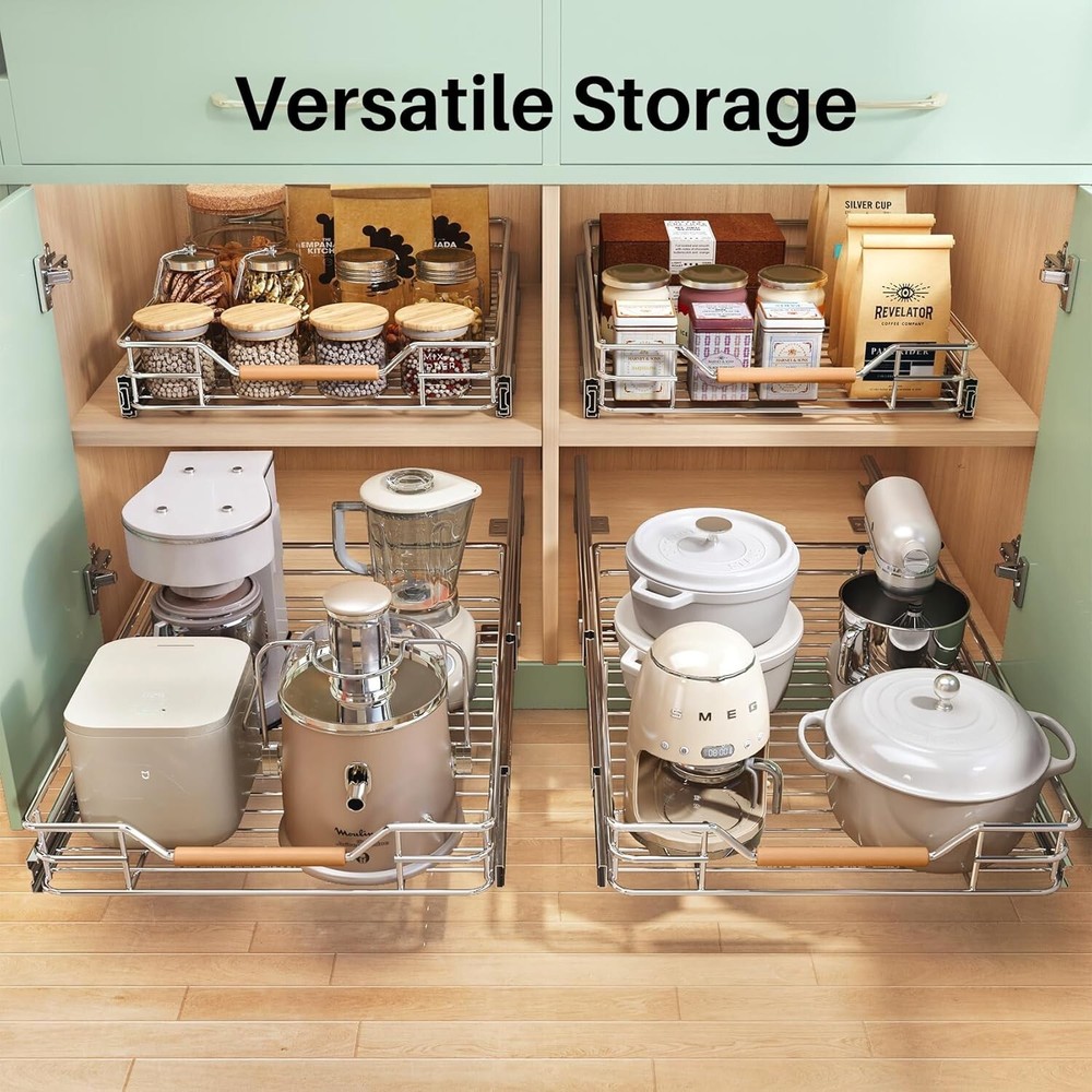 Pull out Cabinet Organizer,Heavy Duty Smooth Sliding Under Cabinet