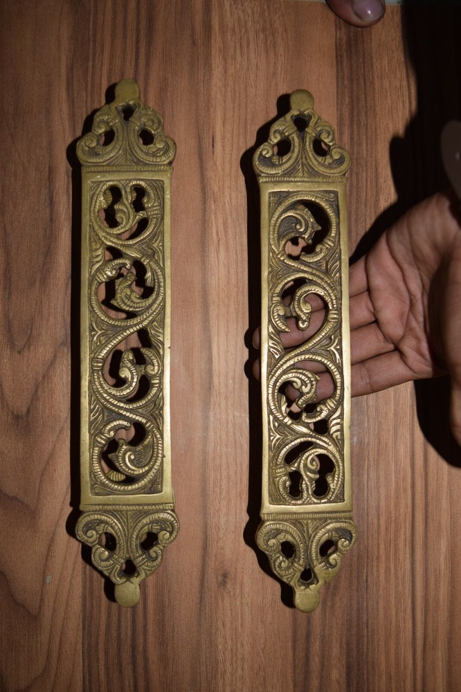 Flower Design Door Pull Set Brass Door Handle Victorian Style Hotel Pull EK463