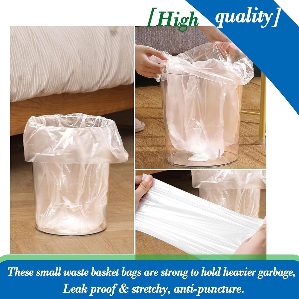 Versatile 1 Gallon Clear Trash Bags - 140 Count for Small Space Organization
